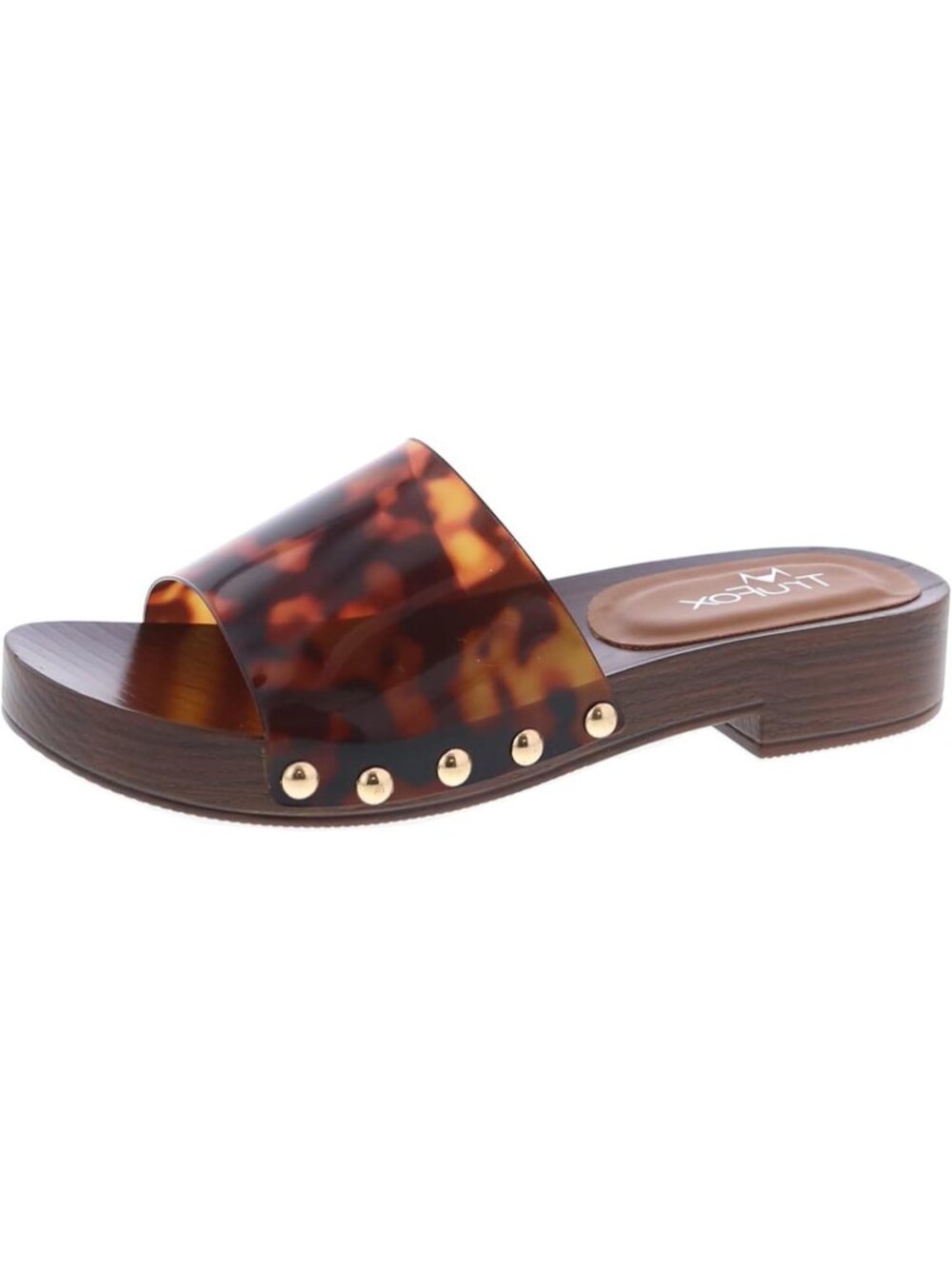 Women's Tortiose Clog Sandal Open Toe Slip On Slides Studded Low Heel with Studs
